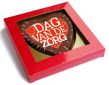 Dag van de zorg geschenk bedrukte chocolade hart of bedrukte chocoladekaarten of bonbons Dag van de Zorg kado