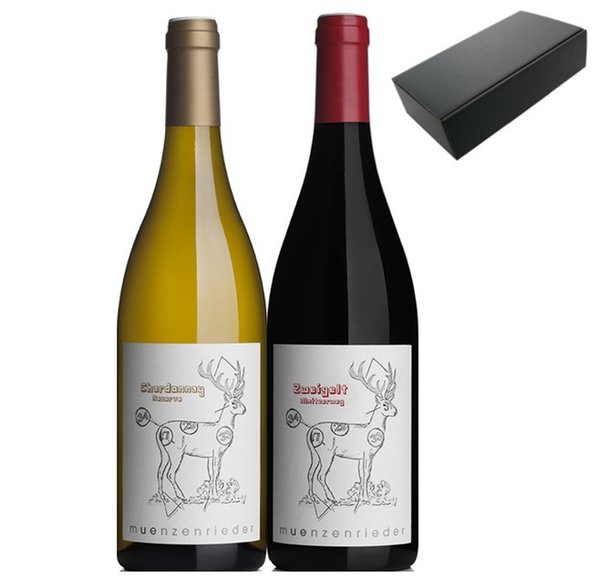 Weingut Muenzenrieder 2 fles wijngeschenk selectie wit en rood Oostenrijkse toppers