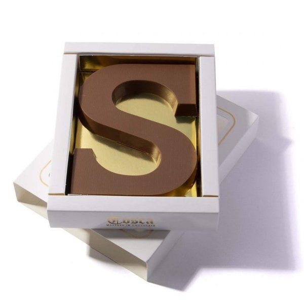 Melkchocolade letter Sinterklaas S vorm 135 gram - Prijs is per doos EH van 12 stuks